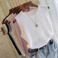 Women Summer Ice Silk Thin Knit Vest, Sleeveless Bottoming & Outerwear Tops