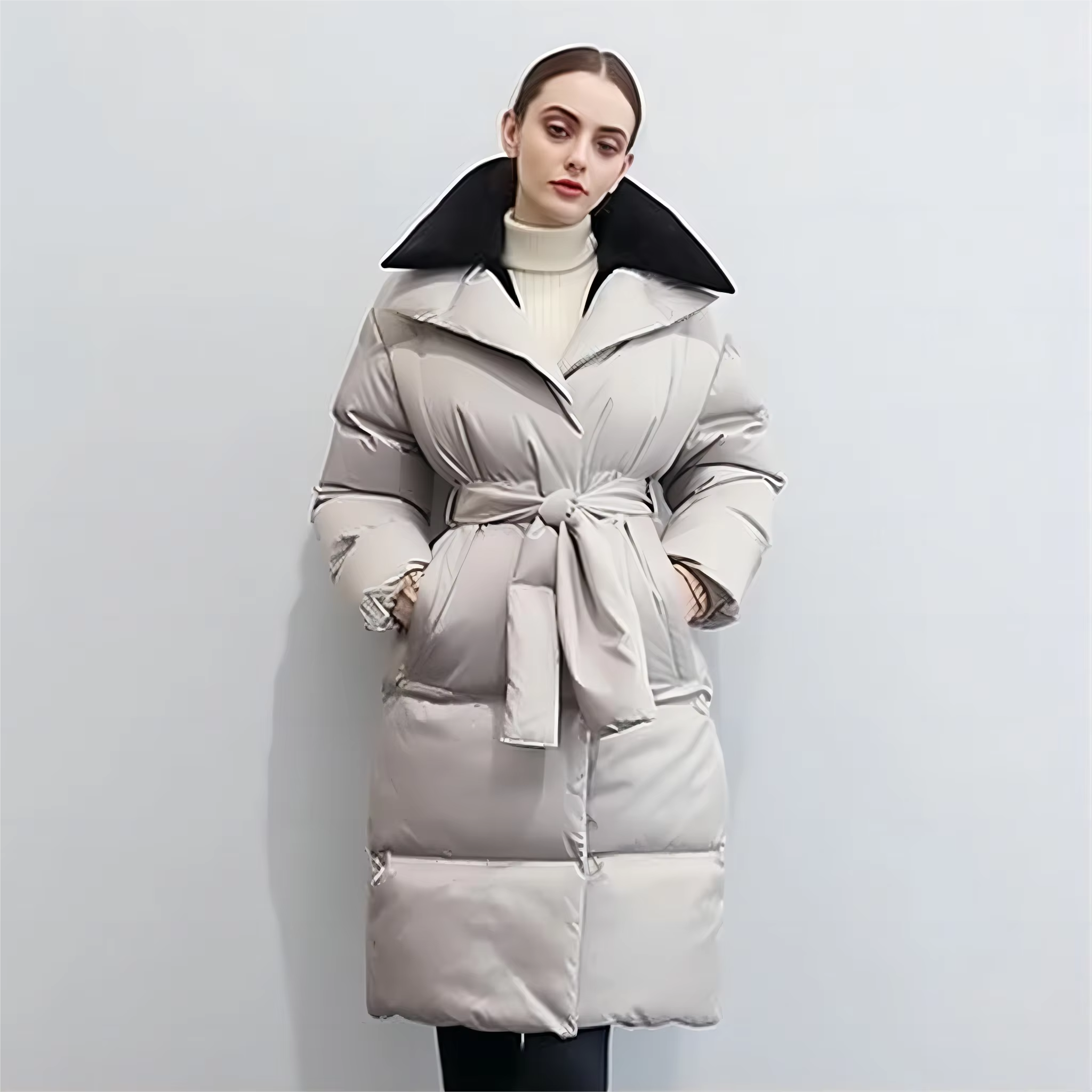 High Quality Custom Fashionable Breathable Elegant New Design Long Puffer Coat