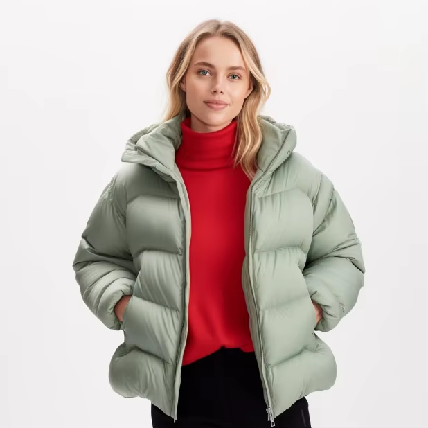 Professional Manufacturer Custom Logo Women Winter Warm Clothing Goose Down Custom Puffer Coat