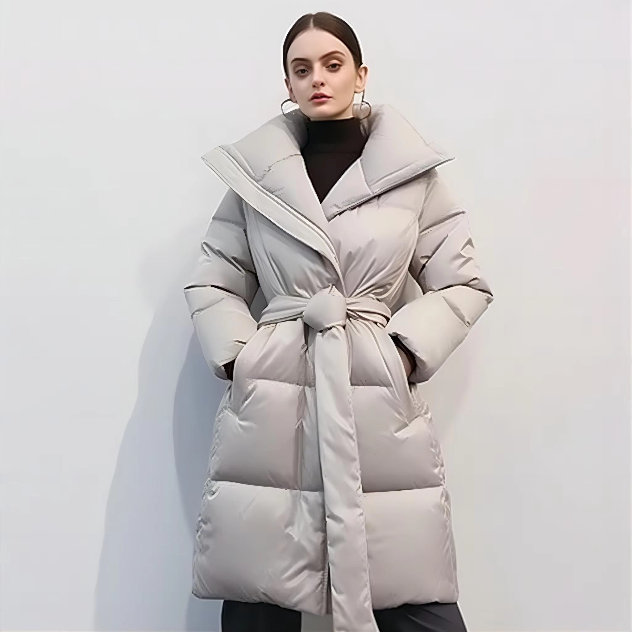 High Quality Custom Fashionable Breathable Elegant New Design Long Puffer Coat