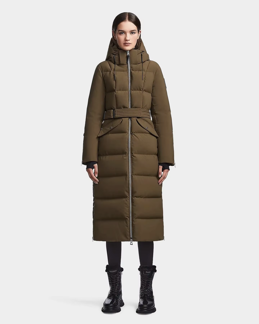 Warm and Thickened Army Green Long Filling Padded Custom Down Jacket