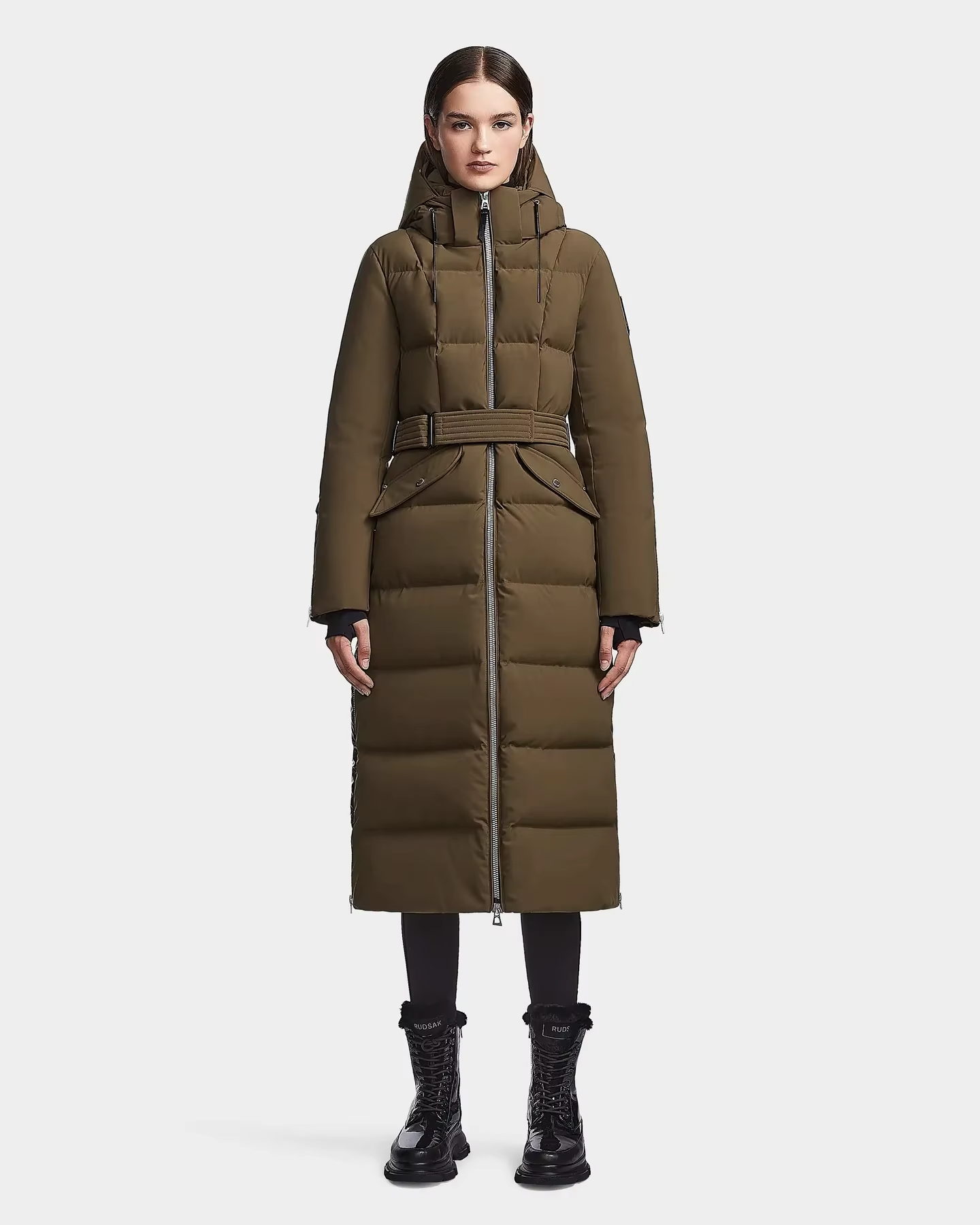 Warm and Thickened Army Green Long Filling Padded Custom Down Jacket