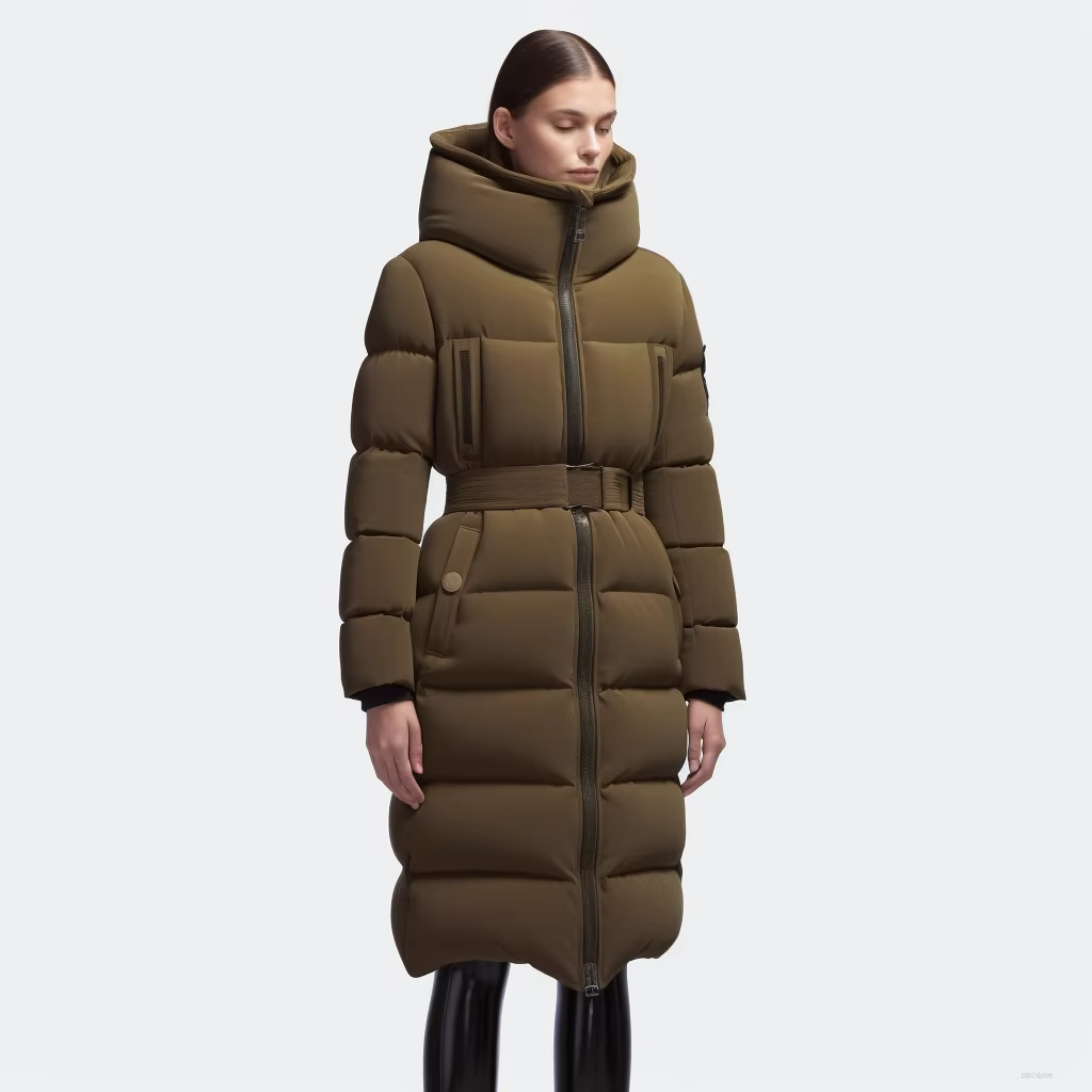 Warm and Thickened Army Green Long Filling Padded Custom Down Jacket