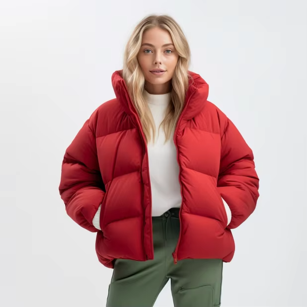 Professional Manufacturer Custom Logo Women Winter Warm Clothing Goose Down Custom Puffer Coat
