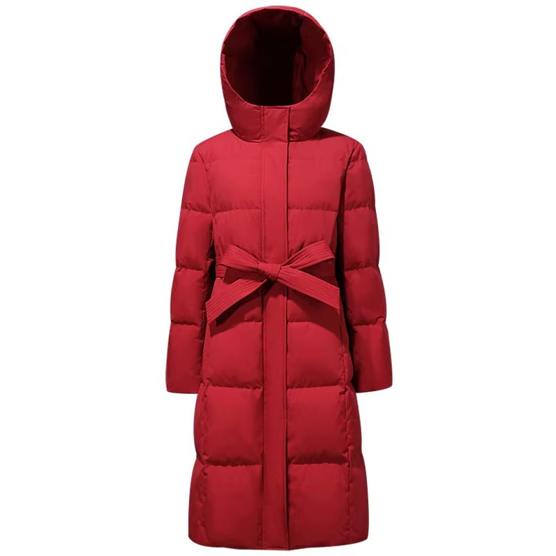 New Design Professional Winter Red Puffer Slim Fit Lightweight Long Down Jacket Women