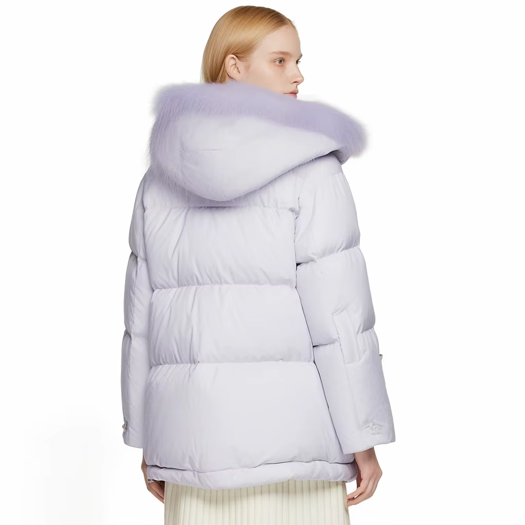 Bulk Production Fashion Women Packable Blue Goose Down Crop Puffer Jacket