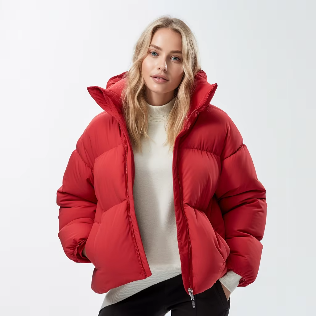 Professional Manufacturer Custom Logo Women Winter Warm Clothing Goose Down Custom Puffer Coat