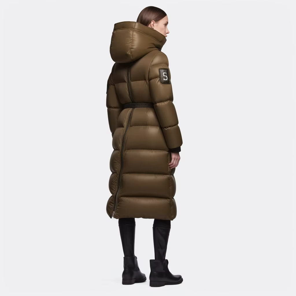 Warm and Thickened Army Green Long Filling Padded Custom Down Jacket