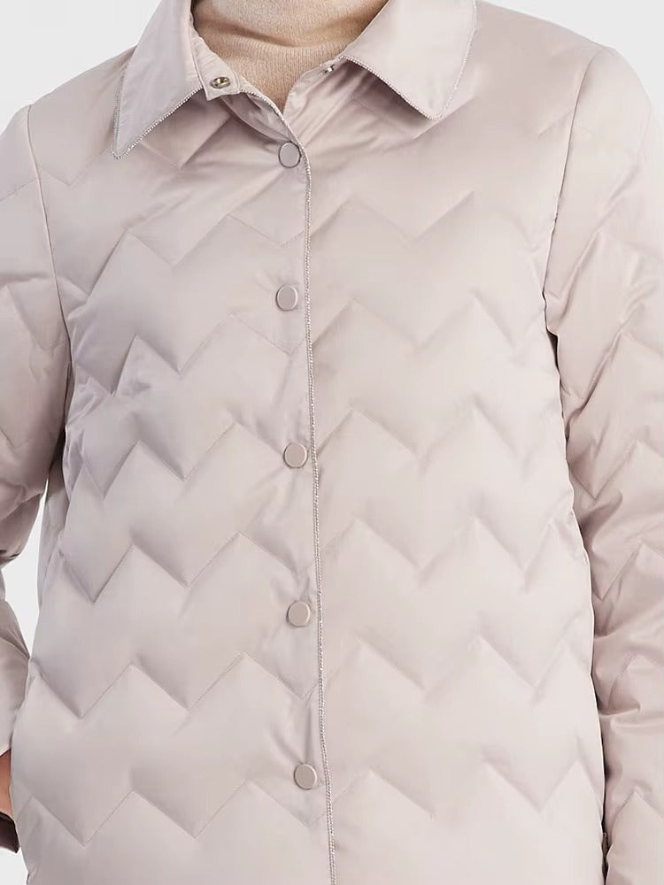 New Design Professional Winter Soft Stand Collar Goose Down Coat Quilted Jacket