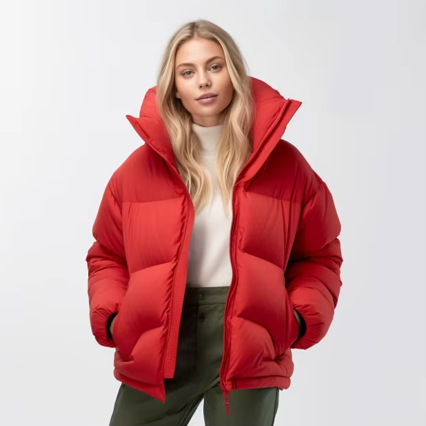 Professional Manufacturer Custom Logo Women Winter Warm Clothing Goose Down Custom Puffer Coat