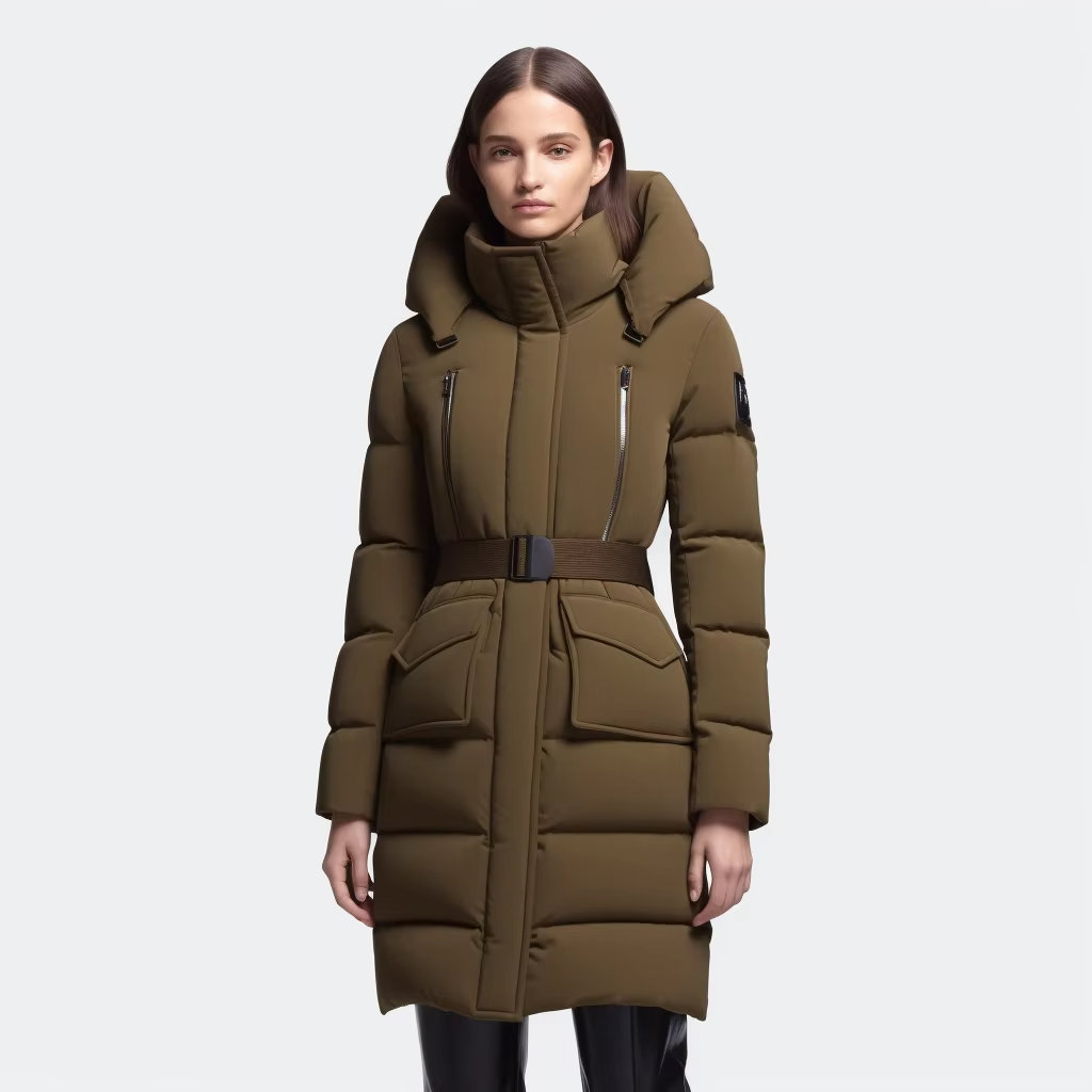 Warm and Thickened Army Green Long Filling Padded Custom Down Jacket