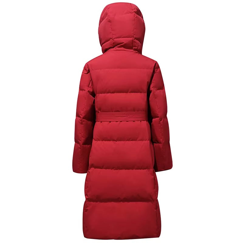 New Design Professional Winter Red Puffer Slim Fit Lightweight Long Down Jacket Women
