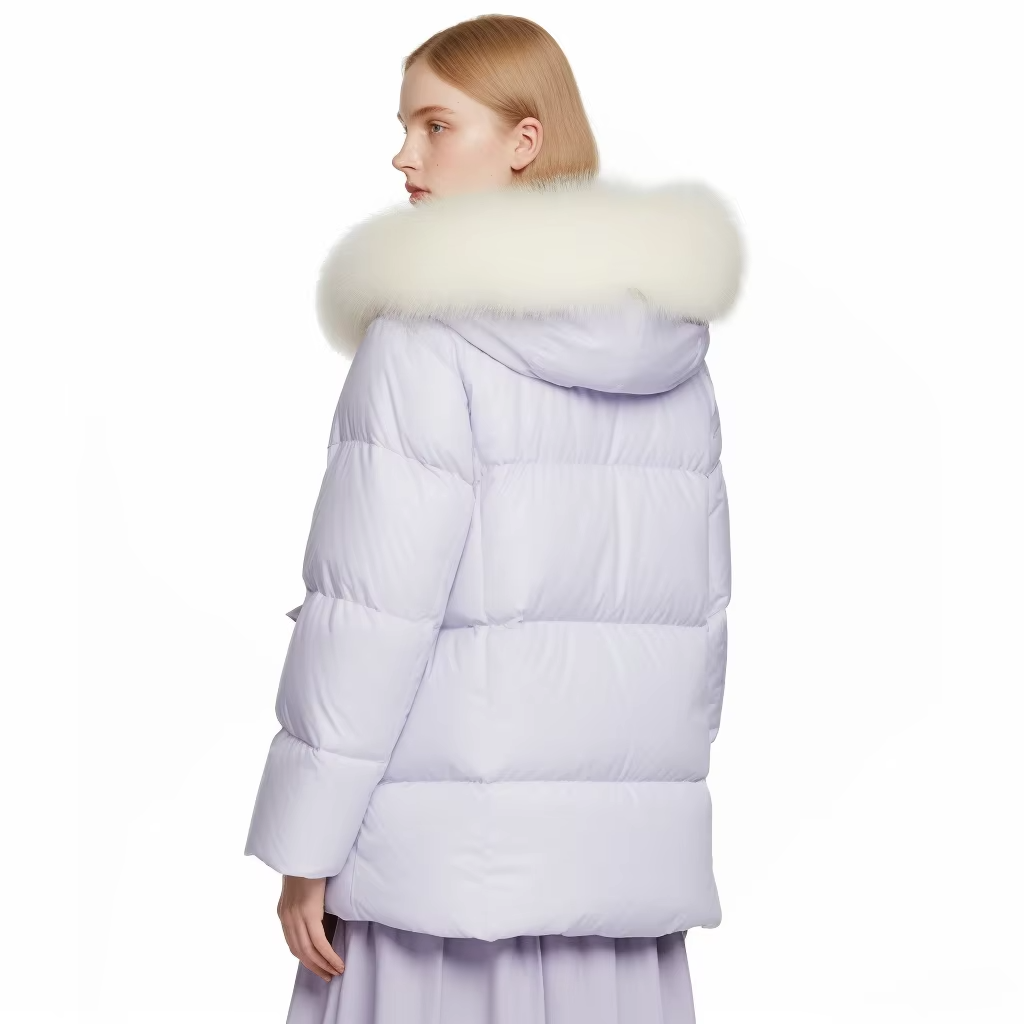 Bulk Production Fashion Women Packable Blue Goose Down Crop Puffer Jacket